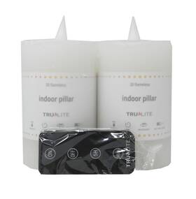 Trulite 649275407482 3d Flameless Indoor Pillars With Remote And Timer Ivory Set Of 2
