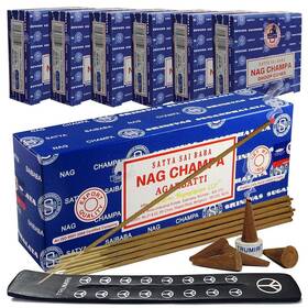 Trumiri 720132742394 Nag Champa Incense Sticks 250g And Cones Variety Pack With Burner Holder Bundle