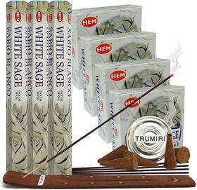 Trumiri 880001316153 White Sage Incense Sticks And Cone Holder Variety Pack Bundle Insence In