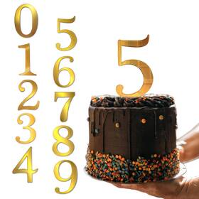 Twihwei Ct37goldmix10 Big 0-9 Gold Birthday Number Cake Toppers 3.7 In Large Golden Acrylic Happy A