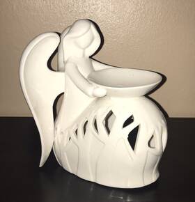 Verano Malahide Co. Dublin 391521337498 White Ceramic Angel Wax Melt Warmer Holder 6.75