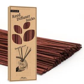 Vfulie 788125286713 100pcs Reed Diffuser Sticks 10 Inch Natural Rattan Wood Essential Oil Refill Brown