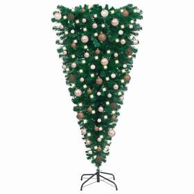 3078056 Vidaxl Upside-down Artificial Pre-lit Christmas Tree With Ball Set Xmas