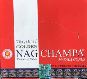 Vijayshree 609788420484 Golden Nag Champa Masala Incense Cones - 10 And Burner/pack