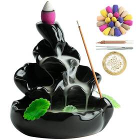Vvmone 748043022077 Cute Ceramic Backflow Incense Holder Waterfall Burner With 48