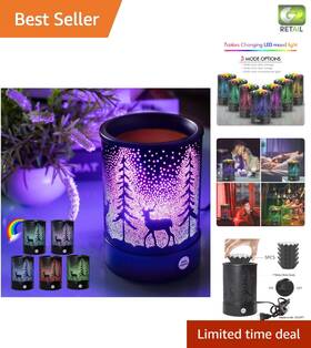 Wax Melter 756557792669 7-color Fragrance Warmer - Pine Forest Deer Design For D Cor And Serenity