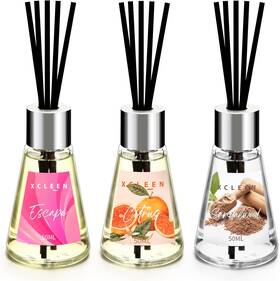 Xcleen10 Xcleen 744759303899 Reed Diffuser Of 3 Pack Escape/citrus/sandalwood Scented With 15 Fibe