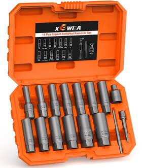 Xea-6 Xewea Xea-6/27 16pcs 3/8 Inch Drive Deep Bolt Extractor Set Impact Nut Remover Stripp