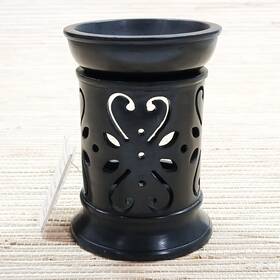 1259555 Yankee Candle Oil Warmer Black Carved Soapstone Tealight Fragrance With Tag
