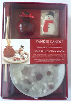 Yankee Candle 609032753863 Sparkling Cinnamon Fragranced Reed D Cor Set Snowman New 2010