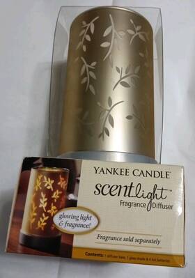 Yankee Candle 609032913823 Scentlight Fragrance Diffuser Cordless Lights Rare 2011 Gold Nib V