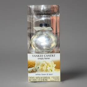 Yankee Candle 886860027810 Vintage Reed Diffuser White Linen And Lace Rare Glass Vase Set New