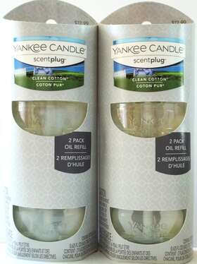 Yankee Candle 886860288891 Scentplug Clean Cotton Oil Refill Bulbs New X 4