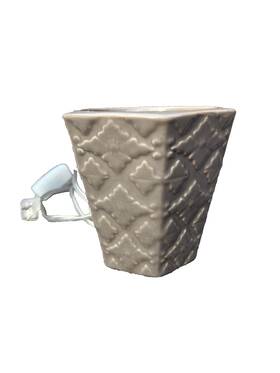 Spw-16 Yankee Candle Electric Brown Floral Wax Cup Warmer Hexagon Neutral Tone Ceramic