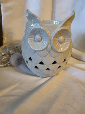 Yankee Candle Spw407 Electric Ceramic Owl Wax Warmer White 6in Timer Aromatherapy