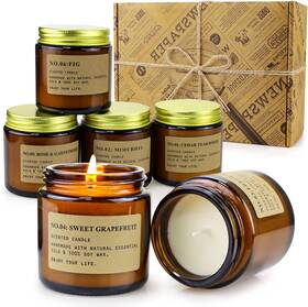 Ca00217al Yfytre 6 Pack Scented Soy Wax Candles In Amber Jars For Home Or Gift