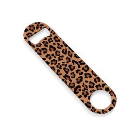 Yumqseos 081682880828 Flat Stainless Steel Bottle Opener 7 Inch X 1.5 Brown Leopard