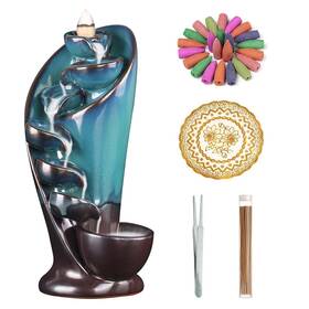 Yunlinli 726756574328 1 Pack Ceramic Incense Burner Waterfall With 20 Cones And 30 Fragrance Stick