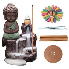 Capzxbp534963 Yyw Backflow Incense Burner Holder Handmade Ceramic Waterfall Cone Sticks