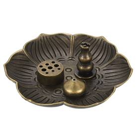 Zaplyte 767153978364 4pcs Flower Incense Holder Burner Lotus Multiple Hole Bronze