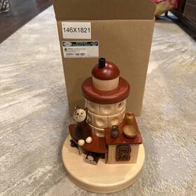 20x17x17cm Zeidler Holzkunst Gmbh 5170 Smoking Figure Tiled Stove With Cat Hxwxd New Smoker Man