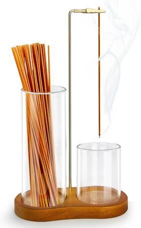 Xxz-001 Zunshun 2 In 1 Incense Holder For Sticks With Glass Ash Catcher Anti-ash Flying Burner