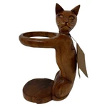 Novica Wine-loving Cat Hand Carved Wooden Bottle Holder W. Rendah Indonesia. Fixed Price $99.99.