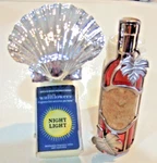 Two Bath & Body Silver Shell Night Light Wine Bottle Wallflower Plug-ins New. Fixed Price $25.99.