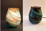 Intertek Electric Accent Lamp Glass Aqua Turquoise Brown Swirl 6 Inch. Fixed Price $36.00.