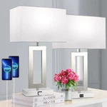 Modern 22'' Touch Control Table Lamps Set Of With Usb Ports & Dimmable Light. Fixed Price $133.99.