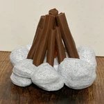 Stacked Mini Campfire Led Tea Light Holder Cozy Rustic Pit Decor. Fixed Price $14.99.