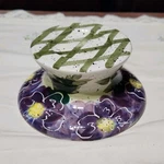 Floral Candle Holder Purple Flower 1999 Julie Ueland Hand Painted Ceramic. Fixed Price $12.00.