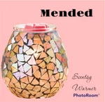 Scentsy Mended Wax Warmer Iridescent Mosaic Glass Glowing Pink Teal & New Fl. Fixed Price $67.84.