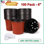 Jeria 100-PACK 6 Inch Plastic Plant Nursery Pots With Pcs Labels, Seed. Fixed Price $28.99.