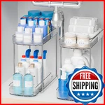 2-PACK Large 2-TIER Pull Out Under Sink Organizer Clear Acrylic, Kitchen/bath. Fixed Price $27.42.