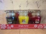 New Yankee Candle Simply Home Holiday Trio, Christmas Pine, Treats, Magic. Fixed Price $33.00.