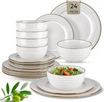 Ceramic Dinnerware Set 24 Pcs Service For 8 Pearl White Diamond GDW019LX Gbhome. Fixed Price $209.99.