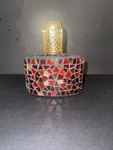 Mosaic Glass Catalytic Fragrance Lamp Featuring Red And Gold Tiles.. Fixed Price $20.00.