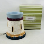 Scentsy Lighthouse Warmer Nautical Ceramic Blue White Bulb Box Dsw-ligh Retired. Fixed Price $28.79.