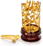 Am Bakhoor Calligraphy Incense Burner - Metalic Resin Holder, Wooden Base. Fixed Price $28.98.