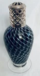 La-tee-da Blue White Swirl Glass Effusion Fragrance Lamp Goldtone Crown Large 8. Fixed Price $32.50.