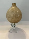 Vtg Marble Slag Art Glass Krosno Poland Jozefina Figural Snail Stem Oil Lamp!. Fixed Price $34.99.