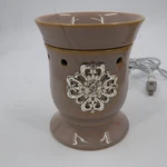 Scentsy Mother's Day Full Size Wax Warmer Mauve Tan Silver Filigree Crystal. Fixed Price $29.95.