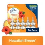 Glade Plugins Scented Oil 10 Refills, Air Freshener, Hawaiian Breeze. Fixed Price $26.36.