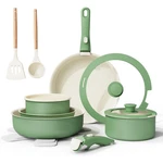 Bazova Ceramic Nonstick Cookware Set Healthynon TOXIC17-PIECES Pots And Pans. Fixed Price $134.98.