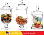 Mygift Clear Glass Apothecary Jars With Lid, Decorative Footed Vase, Set Of 3. Fixed Price $75.96.