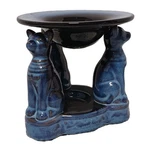 Egyptian Cat Goddess Blue Ceramic Candle Wax Warmer Pottery Aroma Burner 4". Fixed Price $15.97.