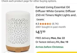 Earnest Living Essential Oil Diffuser White Ceramic 100 Ml Timers Night. Fixed Price $24.56.