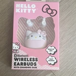 Hello Kitty Bluetooth Wireless Earbuds, Built-in Mic, Charging Case, Pink. Fixed Price $30.00.
