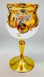 Tre Fuochi Venetian Murano Wine Glass Goblet 24K Gold Floral White Mid Century. Fixed Price $75.00.